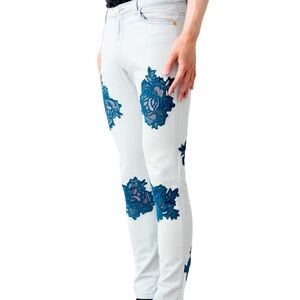 HOUSE OF HOLLAND ‼️RARE‼️Navy Blue Lace Flower Patch Skinny Jeans